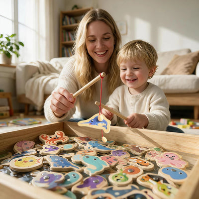 Jouets de pêche Montessori en bois pour enfants