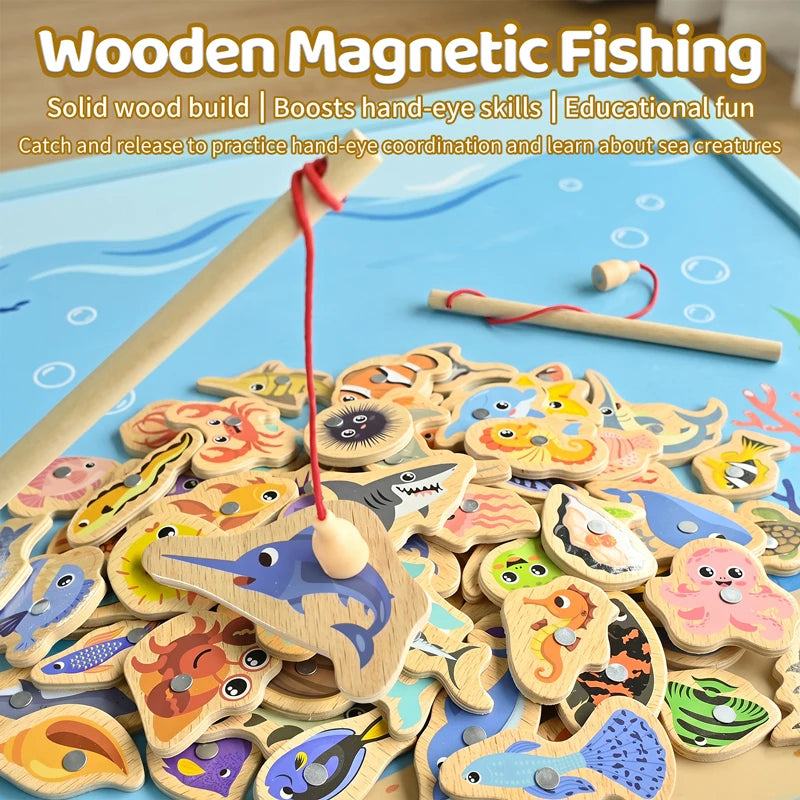 Jouets de pêche Montessori en bois pour enfants