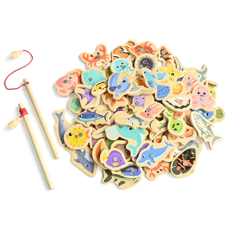Jouets de pêche Montessori en bois pour enfants