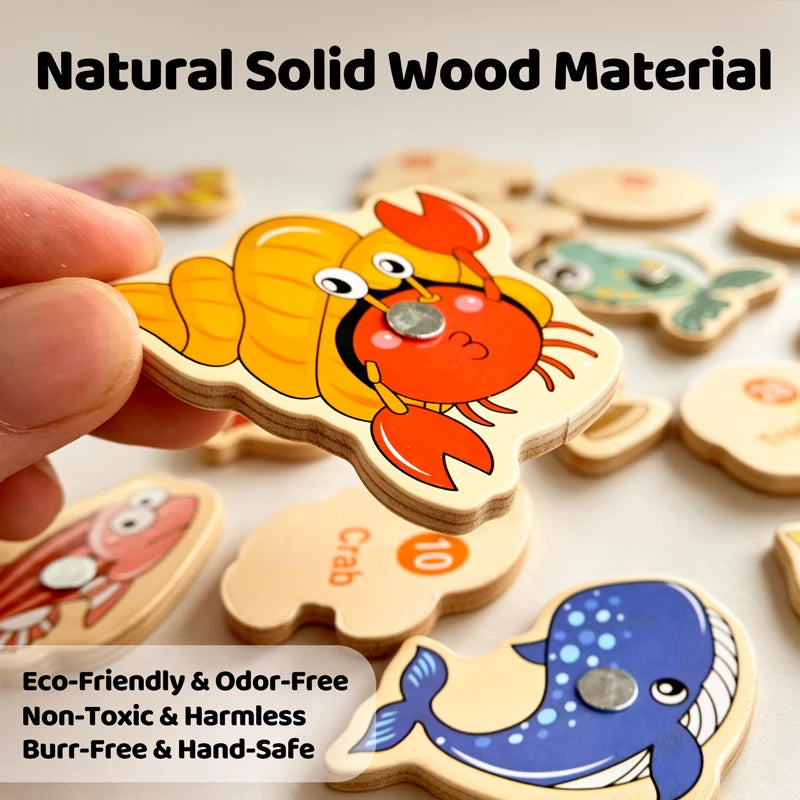 Jouets de pêche Montessori en bois pour enfants