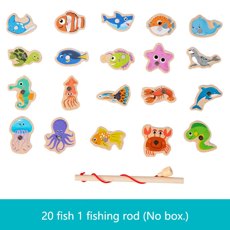 Jouets de pêche Montessori en bois pour enfants