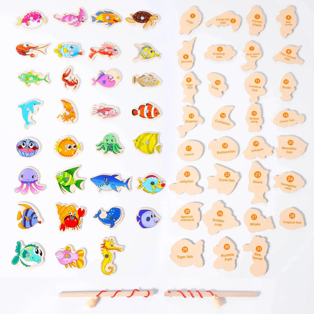 Jouets de pêche Montessori en bois pour enfants