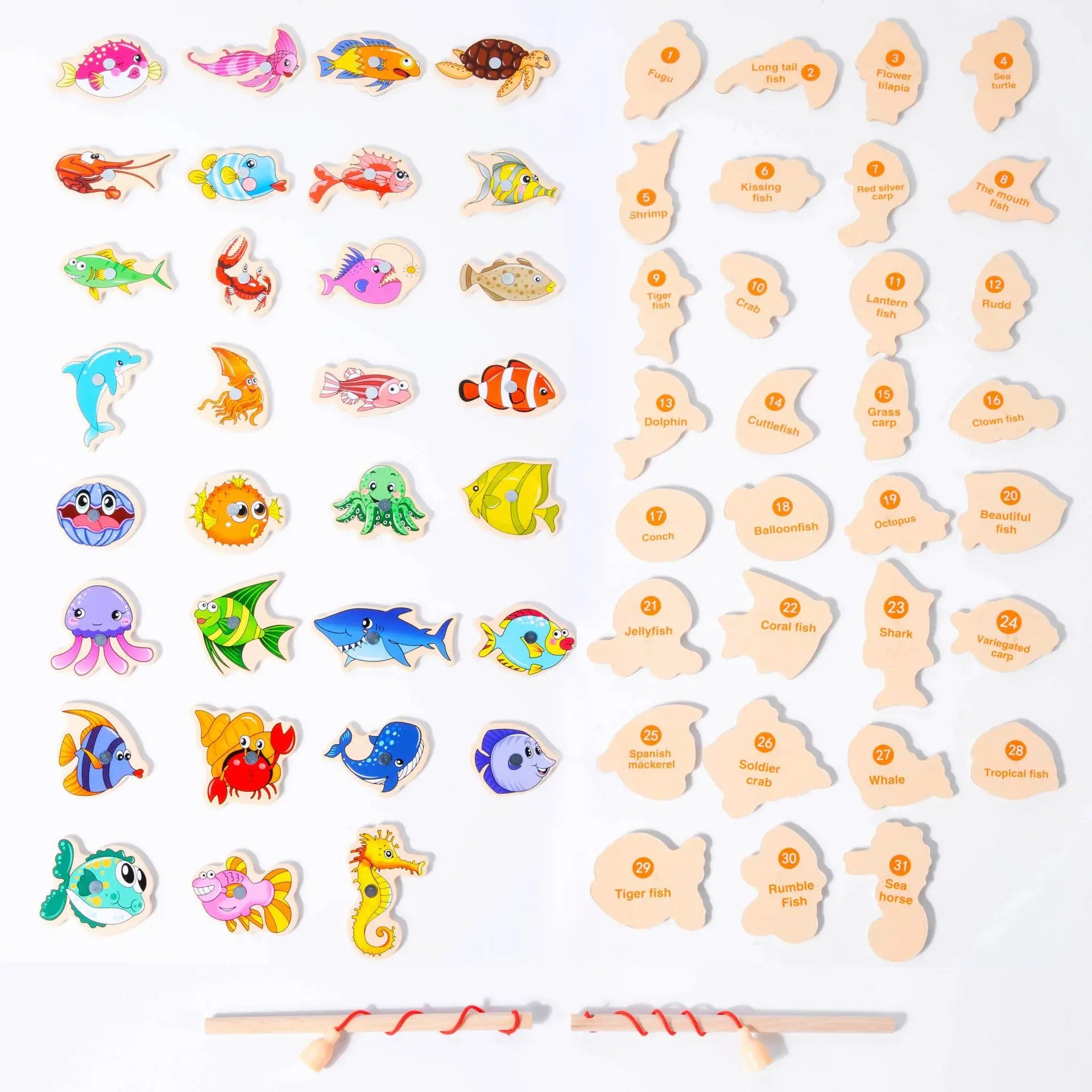 Jouets de pêche Montessori en bois pour enfants