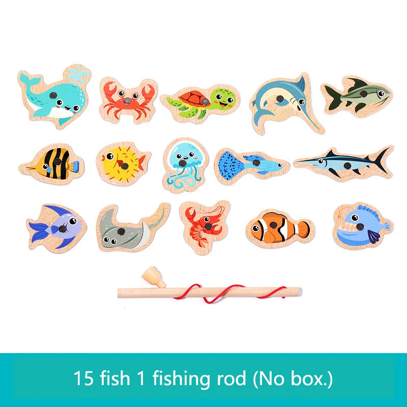 Jouets de pêche Montessori en bois pour enfants