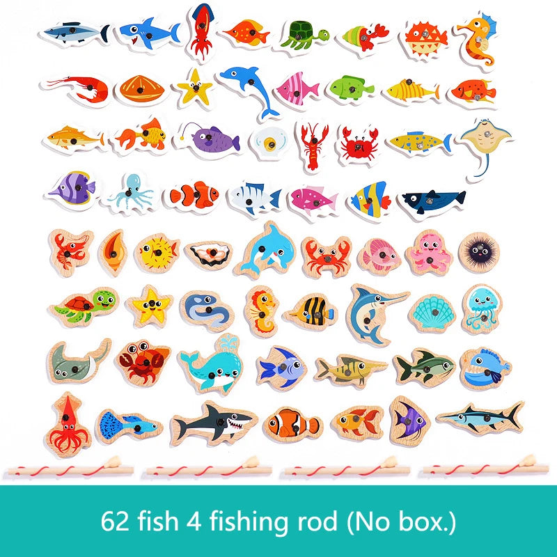 Jouets de pêche Montessori en bois pour enfants